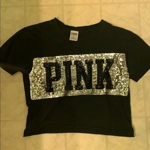 pink/VS sequence cropped black shirt